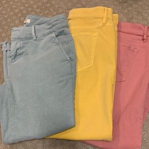 loft skinny crop denim pink